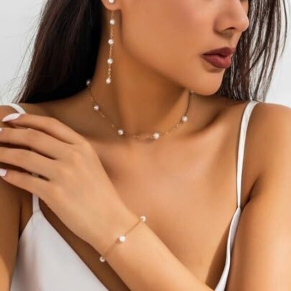 Pearl Earrings for Women, 14k Gold Pearl Drop Earrings Boho Summer Earrings as M - Picture 7 of 9